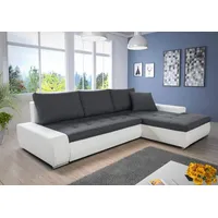 Ecksofa mit Schlaffunktion Faris - Couch mit Bettkasten, Big Sofa, Sofagarnitur, Couchgarniitur, Polsterecke (Weiß + Dunkelgrau (Madryt 120 + Inar... - Weiß/Dunkelgrau