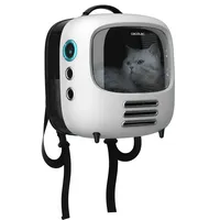 Cecotec Katzen-Transportbox Pumba 1800 Travel Fan, Belüftungssystem mit 2 Geschwindigkeiten, Innenlicht, Großer dunkler Bildschirm, Haustiere bis zu 8 kg, Ergonomisches Design, Seitentasche