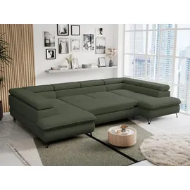 MKS Meble Ecksofa U-Form Boucle 3-Sitzer Grün
