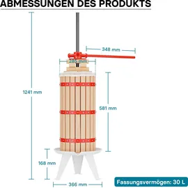 Wiltec Obstpresse 30 l Buchenholz