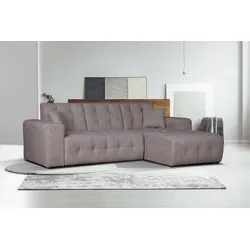 Ecksofa HOME AFFAIRE "Nosia L-Form", grau (taupe), B:234cm H:85cm T:163cm, 100% Polyester, Sofas, incl. 2 Zierkissen, mit feiner Steppung