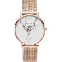 Paul Valentine Damen Armbanduhr WHITE MARBLE ROSE GOLD MESH 38 MM PV381011