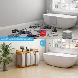 ADEL DREAM AdelDream Wäschekorb 200L, 4 Fächer, Wäschesammler mit Bambusrahmen,