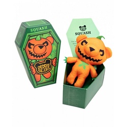 Horror-Shop Plüschfigur Kleiner Squash Teddybär im Sarg von Deddy Bear 14c grün|orange|schwarz