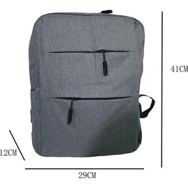 Hti-Living Kompakter Rucksack mit USB und Laptopfach Alltag, Schule, Uni oder Büro - Grau