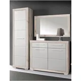 Garderobe Aubert 11 Sandeiche weiß Hochglanz 3-teilig Schrank Schuhschrank