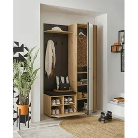 HBZ Garderobenschrank Volano 114 x 197 x 40 cm Schwarz Eiche