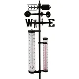 EDCO Garten Wetterstation 145cm Regenmesser Windmesser Thermometer Wetterme Wetterstation