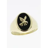 FIRETTI Siegelring "Schmuck Geschenk Gold 333 Herrenring Goldring" Gr. 19, schwarz (gelbgoldfarben, schwarz), Fingerringe, Herren, 19, Gelbgold 333, 3,6mm, Siegelring, mit Onyx