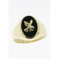 FIRETTI Siegelring "Schmuck Geschenk Gold 333 Herrenring Goldring" Gr. 19, schwarz (gelbgoldfarben, schwarz), Fingerringe, Herren, 19, Gelbgold 333, 3,6mm, Siegelring, mit Onyx