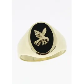 FIRETTI Siegelring "Schmuck Geschenk Gold 333 Herrenring Goldring" Gr. 19, schwarz (gelbgoldfarben, schwarz), Fingerringe, Herren, 19, Gelbgold 333, 3,6mm, Siegelring, mit Onyx