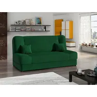 MIRJAN24 Schlafsofa Jonas, mit Bettkasten und Schlaffunktion, zwei Kissen, Wellenfeder grün