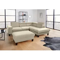 Cotta Polstergarnitur »Morven«, (Set), Set: bestehend aus Ecksofa und Hocker, Kopfteilverstellung beige