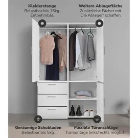 mokebo Drehtürenschrank Der Grenzenlose 120 x 187 x 58 cm Weiß