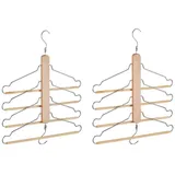 Relaxdays 6 x Mehrfach Kleiderbügel Hellbraun,Silber