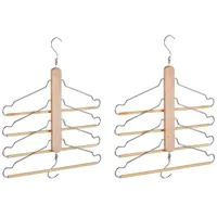 Relaxdays 6 x Mehrfach Kleiderbügel Hellbraun,Silber