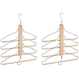 Relaxdays 6 x Mehrfach Kleiderbügel Hellbraun,Silber