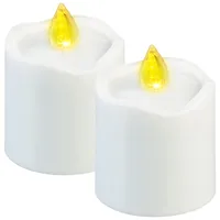 Pearl 2er-Set flackernde LED-Grablicht-Kerzen, leuchtet Tag & Nacht, weiß