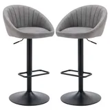 WAHSON OFFICE CHAIRS Barhocker höhenverstellbar drehbar Barstuhl aus Handtuchstoff 2er Set grau