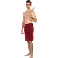framsohn frottier Sarong FRAMSOHN FROTTIER "Saunakilt Herren", rot (bordeaux), L:60cm, Frottier, Hausmäntel, Sarong, hergestellt in Österreich, Dehnbund & Druckknöpfe variabel verstellbar