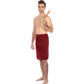 framsohn frottier Sarong FRAMSOHN FROTTIER "Saunakilt Herren", rot (bordeaux), L:60cm, Frottier, Hausmäntel, Sarong, hergestellt in Österreich, Dehnbund & Druckknöpfe variabel verstellbar
