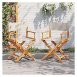 furnicato Gartenstuhl Klappbare Echtholz Regiestühle Cremeweiß 53x47x90 cm, 2er Set (2 St), Atmungsaktiver Loungesessel mit Öl-Finish für Garten und Balkon weiß