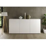INOSIGN Sideboard »Rio Breite 181 cm, Kommode mit 3 Türen, Anrichte,« geriffelte MDF-Fronten, modern u. elegant, viel Stauraum weiß