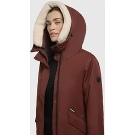 khujo Damen Wintermantel warmer Parka mit weichem Teddyfleece an der Kapuze Taillenzugband und magnetischer Abdeckleiste Agneta-YM Coconut Brown Gr. M - M