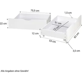 Homestyle4u Holzbett Weiß Holz Kiefer 90x200 cm Schlafzimmer,