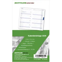 Zettler Kalenderersatzeinlage 2026 für Taschenplaner 1 Monat/2 Seiten,