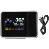 Led-wanduhr Mit Wetteranzeige, Thermometer, Hygrometer Und Ewigem Kalender – Schwarz