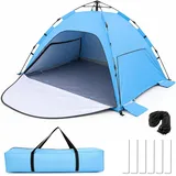 SURFOU Strandmuschel Pop Up Strandmuschel UV50+ für 2-3 Personen Blau blau