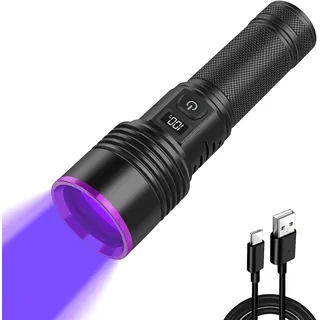 WINDFIRE 30W UV Taschenlampe, UV Lampe 365nm Schwarzlicht Taschenlampen Aufladbar, Haustier Urin Detektor, Starke Ultraviolett Licht für Bernsteinsuche, Skorpion, Harz, Yooperlite, Uranglas