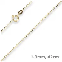 Schmuck Krone Goldkette 1,3mm Ankerkette flach aus 585 Gelbgold 42cm, Gold 585 goldfarben