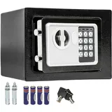 Tectake Elektronischer Safe mit Doppelbolzen-Verschlusssystem, wählbarer Sicherheitscode und 2 Schlüssel zur Notöffnung, 17 x 23 x 17 cm