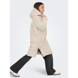 KIDS ONLY Steppmantel KIDS ONLY "KOGIRENE PUFFER COAT OTW NOOS", Mädchen, Gr. 164, grau (pumice stone), Web, Obermaterial: 100% Polyester, unifarben, normal knielang, Mäntel Steppmantel, mit seitlichen Druckknöpfen