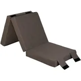 Gäste-z-bett Für Das Wohnzimmer, Dreifach Faltbare Futonmatratze Mit Befestigungsgurten, Faltmatratze Mit Tragegriff, Faltbares Stuhlbett Für Camping - Schiefer - Loft 25