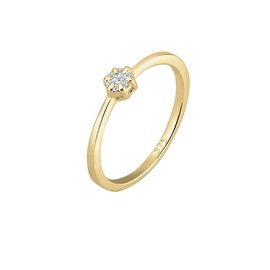 Elli DIAMORE Ring Damen Verlobung Blume Diamant (0.08 ct.) 375 Gelbgold
