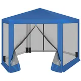 WOLTU Pavillon mit 4 Sandsäcke 3,8x3,3 m Seckeckig, Gartenpavillon mit Seitenwänden Moskitonetz, Gartenlaube Metall, Partyzelt, einfacher Aufbau ohne Werkzeug, für Garten Terrasse Hof, Blau