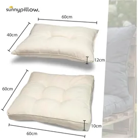 sunnypillow Stuhlkissen 60 x 60 cm Ecru/Beige