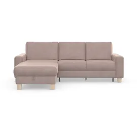 Home Affaire Ecksofa HOME AFFAIRE "Summer L-Form", rosa (altrosa), B:249cm H:91cm T:164cm, 95% Polyester, 5% Polyamid, Sofas, Ecksofa, mit Recamiere, mit oder ohne Bettfunktion und Bettkasten, Cord-Bezug