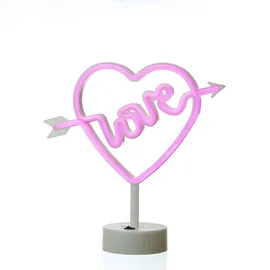 satisfire LED Neonlicht LOVE Herz mit Pfeil Neonschild USB Batterie 25cm