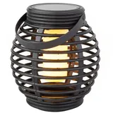 MARELIDA Laterne Solar gelb schwarz H: 17cm D: 14cm inkl. Dämmerungssensor