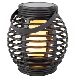 MARELIDA Laterne Solar gelb schwarz H: 17cm D: 14cm inkl. Dämmerungssensor