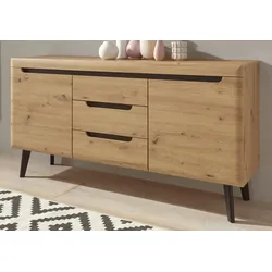 Sideboard "Ronson" in Artisan Eiche und schwarz Kommode skandinavisch 160 x 83 cm
