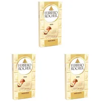 Ferrero Rocher Tafel – Weiße Schokolade mit Haselnuss – 1 x 90 g Schokoladentafel (Packung mit 3)