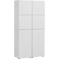 MÖBELPARTNER Spind Locked weiß 702029, 6 Schließfächer 90,8 x
