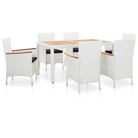 vidaXL Garten-Essgruppe 7-tlg. Tisch 150 x 90 cm weiß