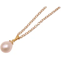 Kette mit Anhänger FIRETTI "Schmuck Geschenk Perlen", bunt (gelbgoldfarben, rosé), Halsketten, Damen, Messing-Perlen, L: 50cm, Messing, Perlen, Made in Germany - mit Naturperle