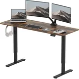 SANODESK Elektrischer Höhenverstellbarer Schreibtisch 160 x 60 cm, Ergonomischer Tischplatte, Steh-Sitz Tisch Computertisch, einfache Montage (braun) - Schwarz/Braun